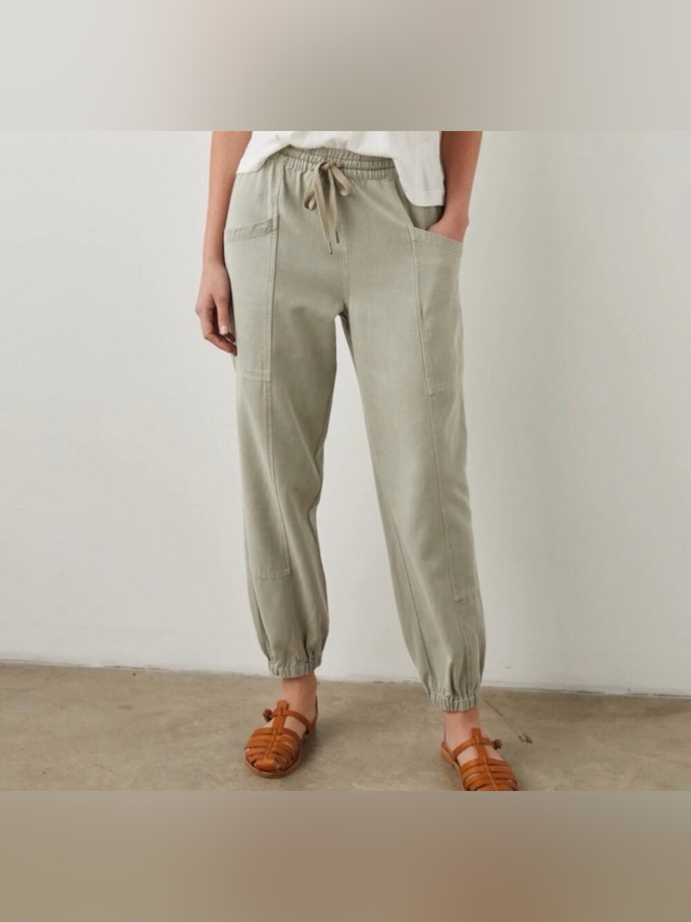 RAILS Haven Joggers Pant in Sage Green Sz S Drawstring Waist Utility-Style Boho